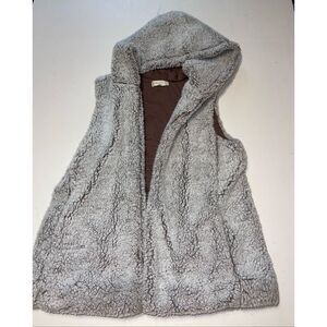 Altar'd‎ State Hooded Sherpa Vest Sweater Beige Brown Boho Bohemian Women's s